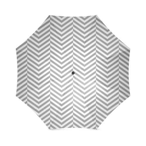 grey and white classic chevron pattern Foldable Umbrella (Model U01)