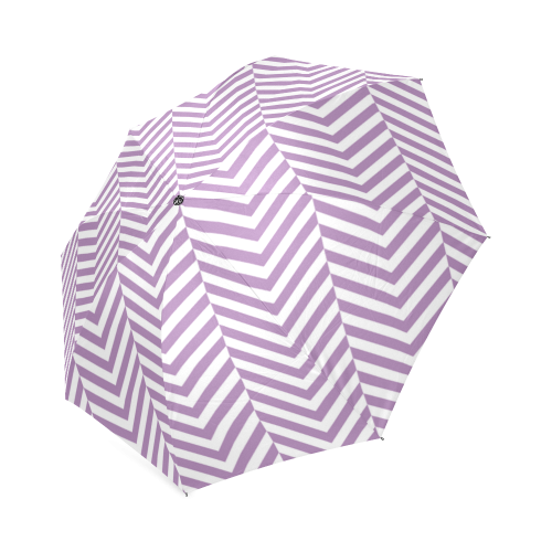 lilac purple and white classic chevron pattern Foldable Umbrella (Model U01)