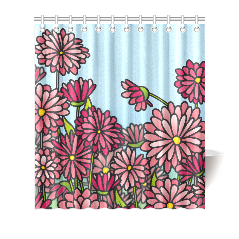 chrysantenum flower field pink floral Shower Curtain 66"x72" ID D132826