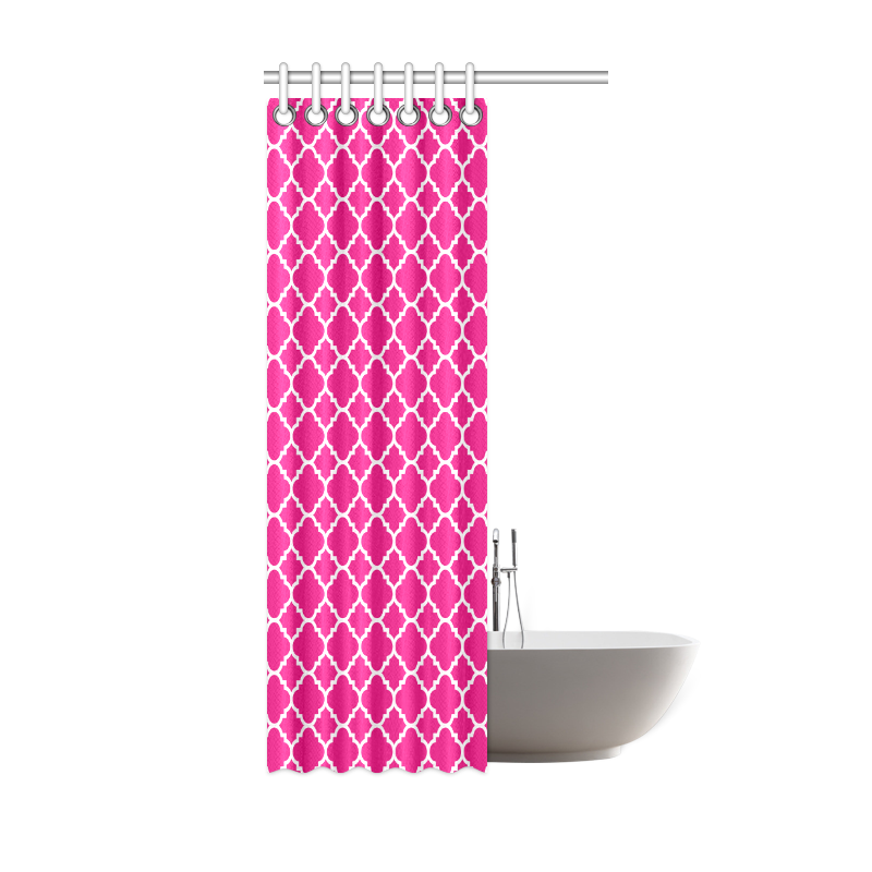 hot pink white quatrefoil classic pattern Shower Curtain 36"x72"