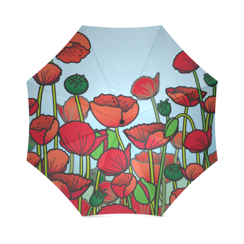 field of poppy flowers red floral Foldable Umbrella (Model U01)