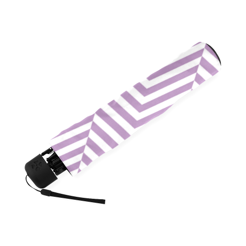 lilac purple and white classic chevron pattern Foldable Umbrella (Model U01)