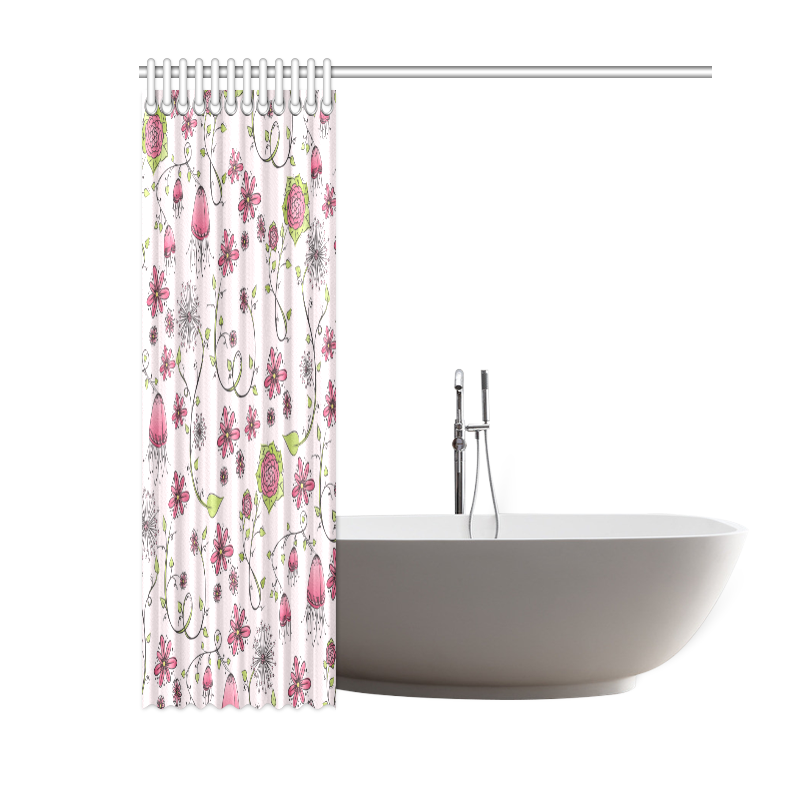 pink fantasy doodle flower pattern Shower Curtain 60"x72"