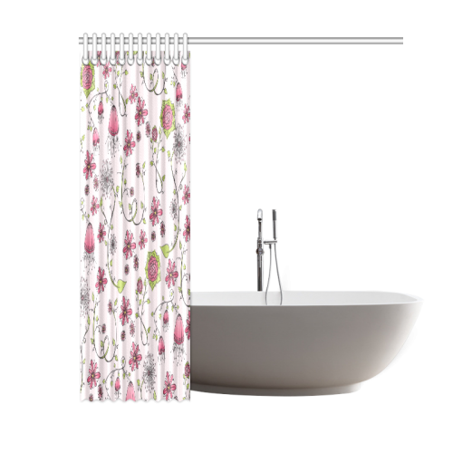 pink fantasy doodle flower pattern Shower Curtain 60"x72"