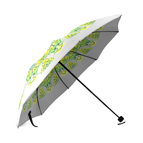 Glowing Green Leaves Flower Arches Star Mandala Light Gray Foldable Umbrella (Model U01)