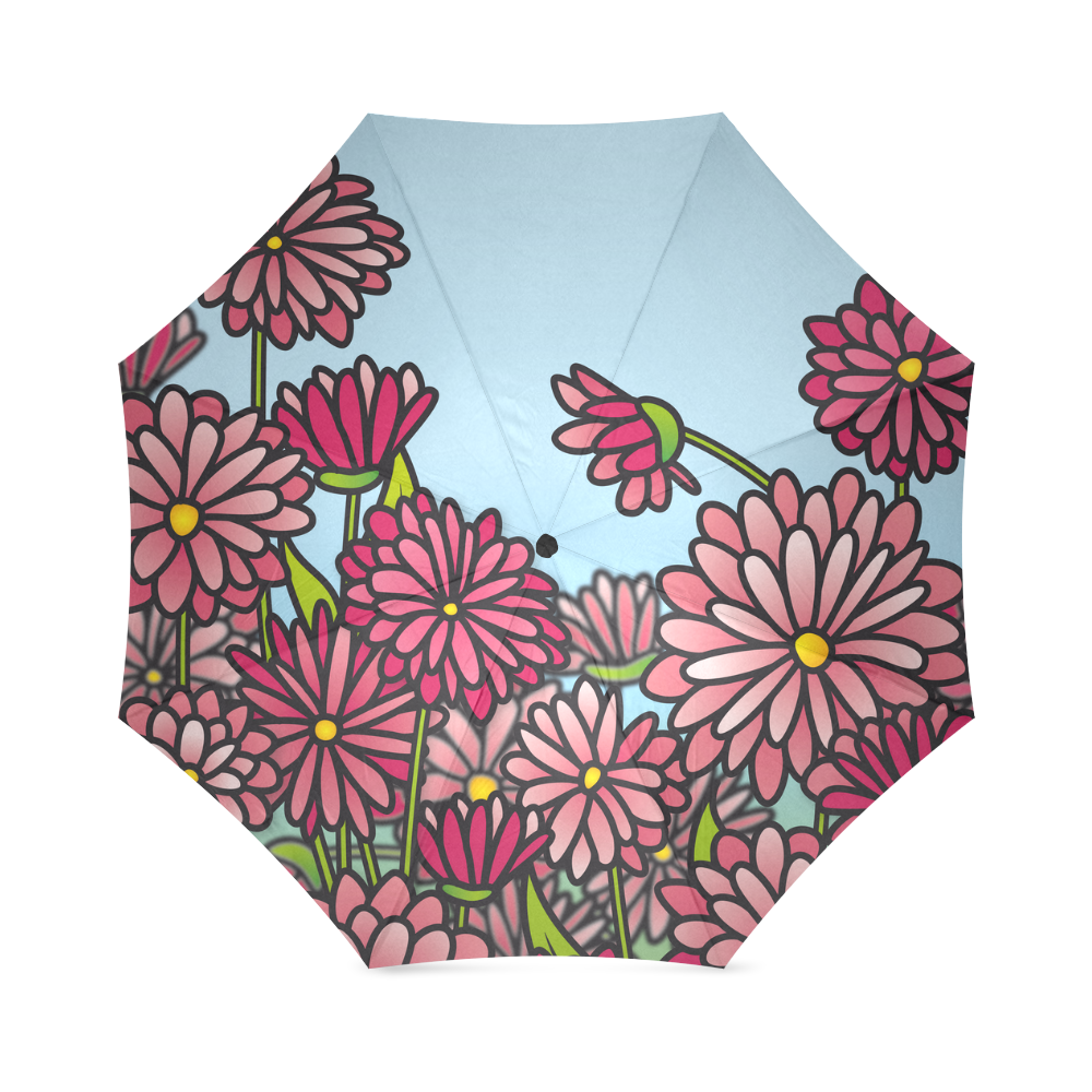 chrysantenum flower field pink floral Foldable Umbrella (Model U01)