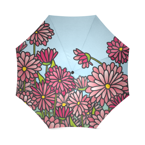 chrysantenum flower field pink floral Foldable Umbrella (Model U01)