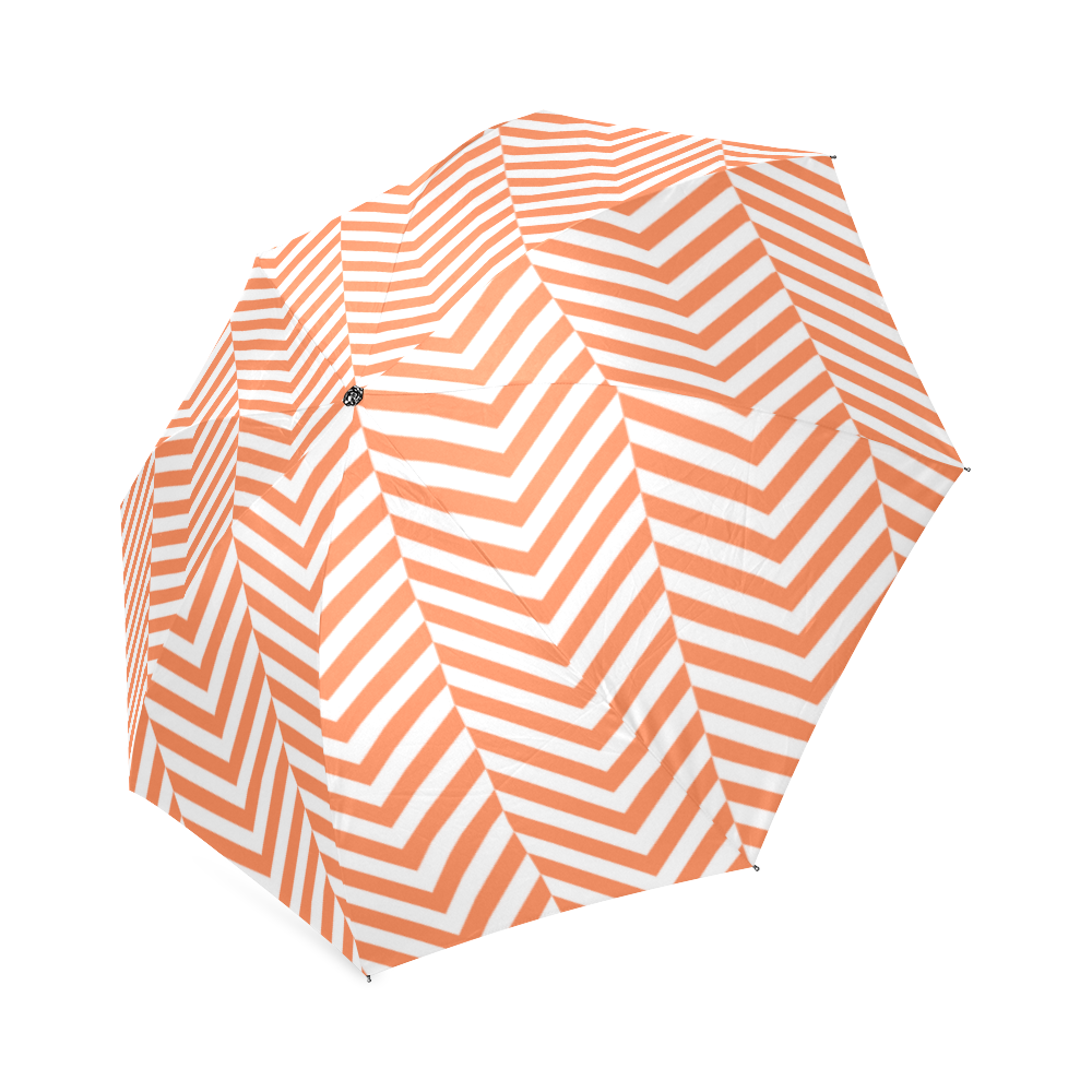 orange and white classic chevron pattern Foldable Umbrella (Model U01)
