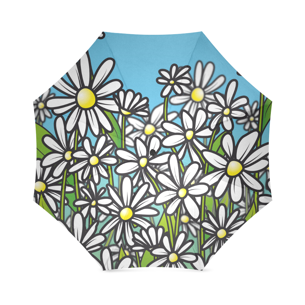 white daisy field flowers Foldable Umbrella (Model U01)