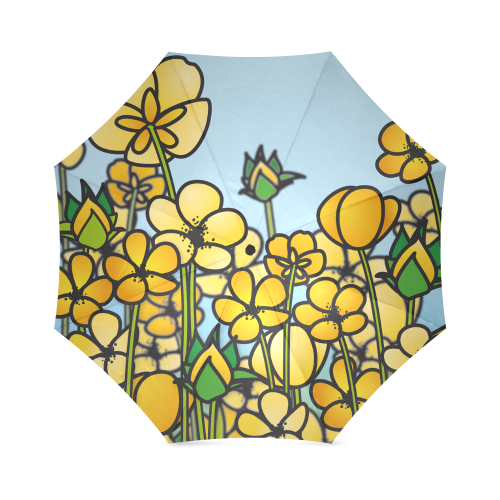 buttercup flower field yellow floral arrangement Foldable Umbrella (Model U01)