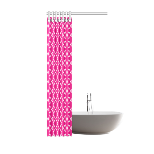 hot pink white quatrefoil classic pattern Shower Curtain 36"x72"