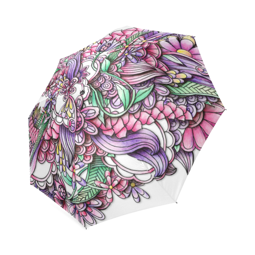 Pink Purple flower drawing Foldable Umbrella (Model U01)