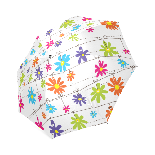 colorful flowers hanging on lines Foldable Umbrella (Model U01)