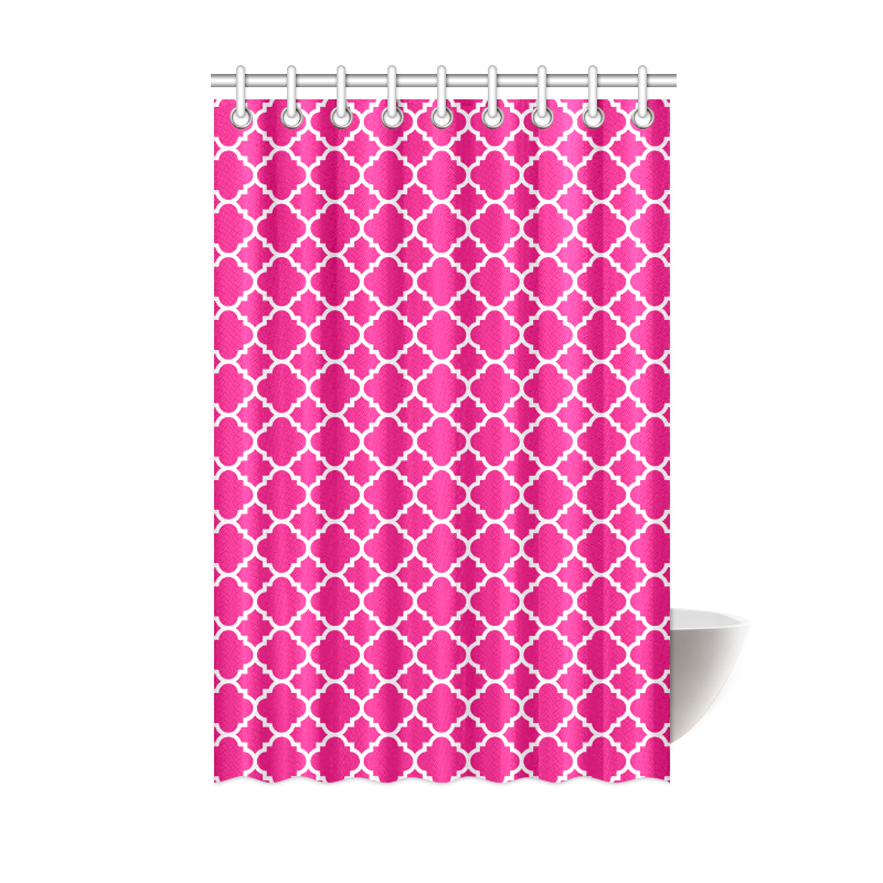 hot pink white quatrefoil classic pattern Shower Curtain 48"x72"