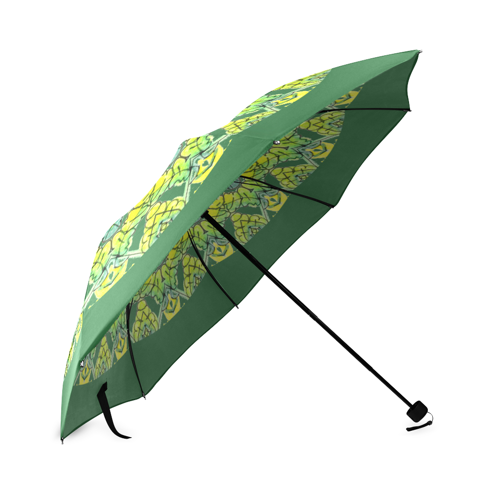Glowing Green Leaves Flower Arches Star Mandala Dark Green Foldable Umbrella (Model U01)