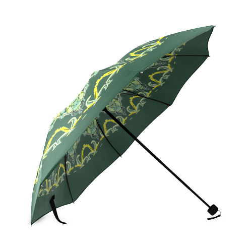 Lime Green Yellow Leaves Star Matrix Mandala Forest Green Foldable Umbrella (Model U01)
