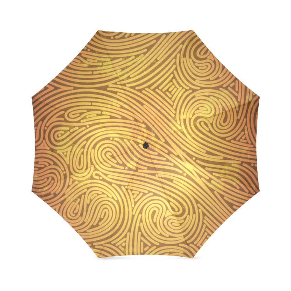 gold leaf abstract pattern Foldable Umbrella (Model U01)