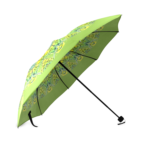 Glowing Green Leaves Flower Arches Star Mandala Light Olive Foldable Umbrella (Model U01)