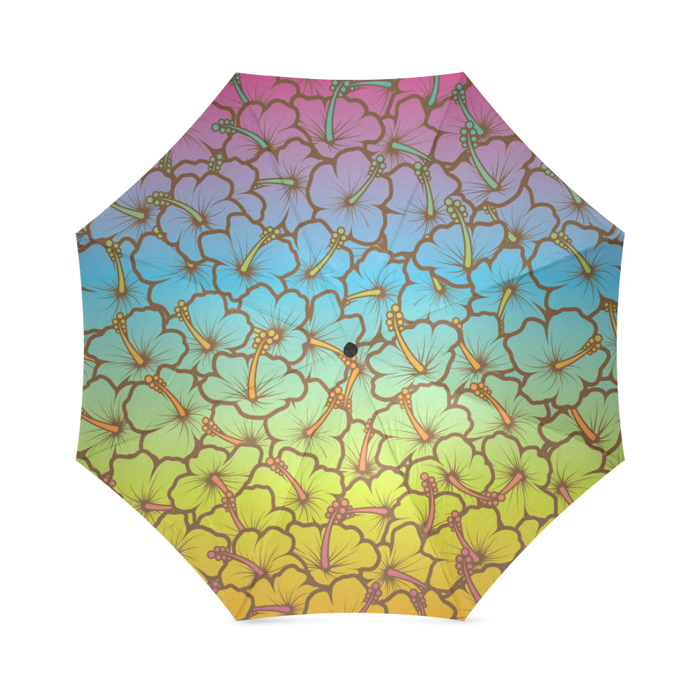 rainbow hibiscus flowers Foldable Umbrella (Model U01)
