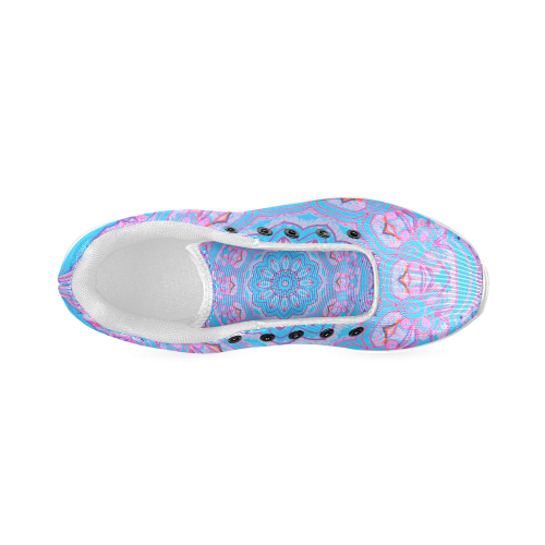 Pink Blue Ribbons, Flowers Valentangle Mandala Aqua Men’s Running Shoes (Model 020)