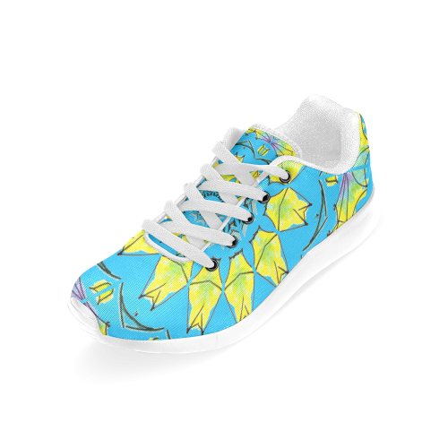 Yellow Green Purple Flowers Leaves Wheel Mandala Aqua Men’s Running Shoes (Model 020)