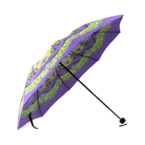 Lights Leaves Opera Green Flowers Theater Mandala Purple Foldable Umbrella (Model U01)