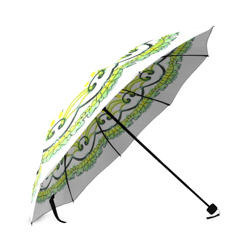 Lights Leaves Opera Green Flowers Theater Mandala White Foldable Umbrella (Model U01)