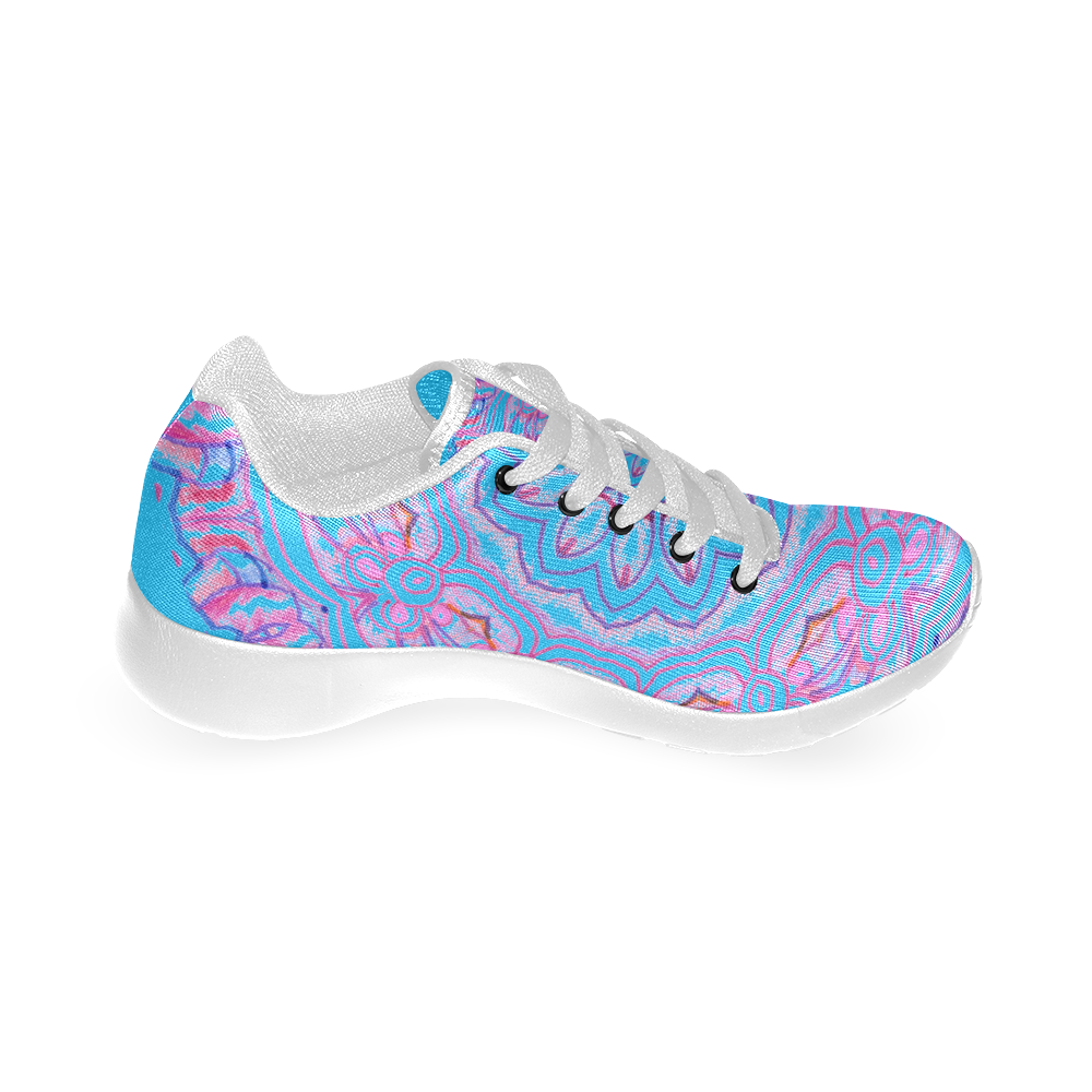 Pink Blue Ribbons, Flowers Valentangle Mandala Aqua Men’s Running Shoes (Model 020)