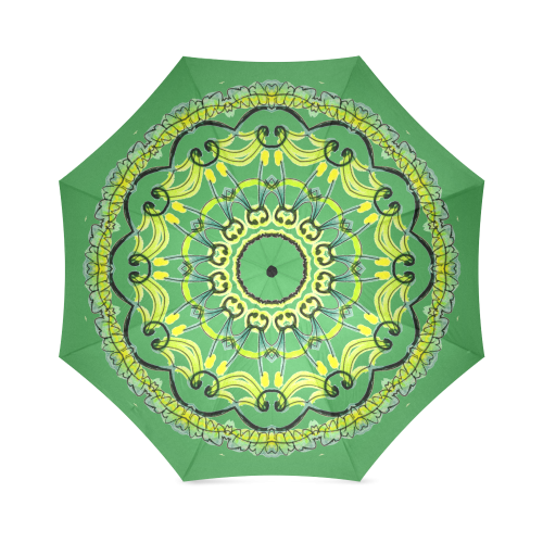 Lights Leaves Opera Green Flowers Theater Mandala Forest Green Foldable Umbrella (Model U01)