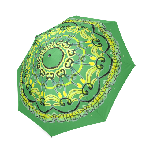 Lights Leaves Opera Green Flowers Theater Mandala Forest Green Foldable Umbrella (Model U01)