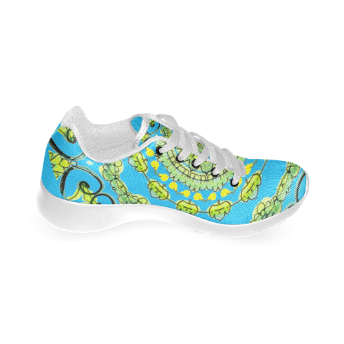 Green Lace Flowers, Leaves Mandala Design Aqua Men’s Running Shoes (Model 020)