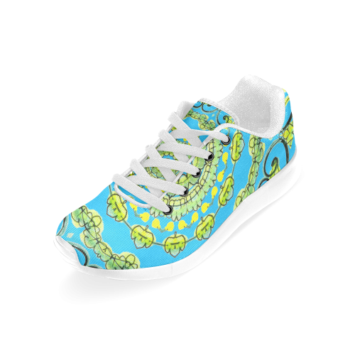 Green Lace Flowers, Leaves Mandala Design Aqua Men’s Running Shoes (Model 020)