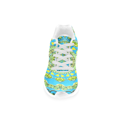 Green Lace Flowers, Leaves Mandala Design Aqua Men’s Running Shoes (Model 020)