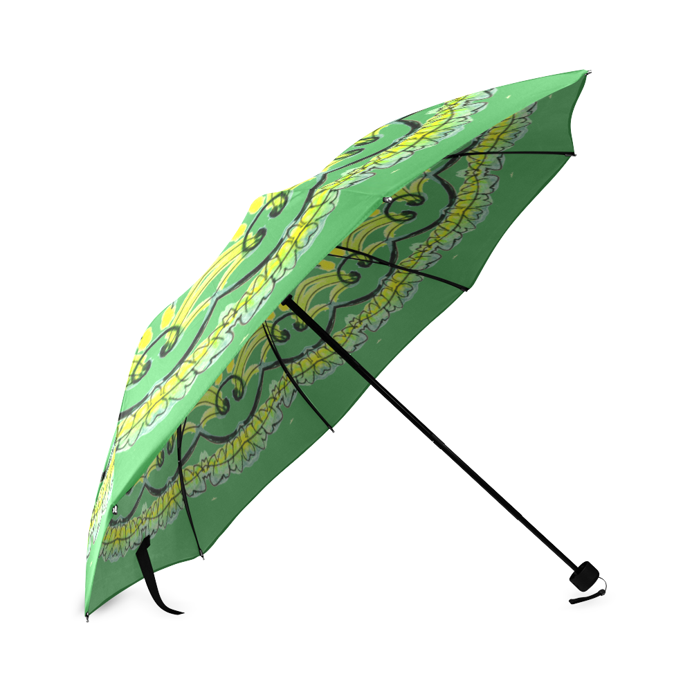 Lights Leaves Opera Green Flowers Theater Mandala Forest Green Foldable Umbrella (Model U01)