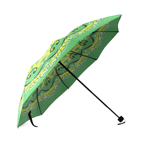 Lights Leaves Opera Green Flowers Theater Mandala Forest Green Foldable Umbrella (Model U01)