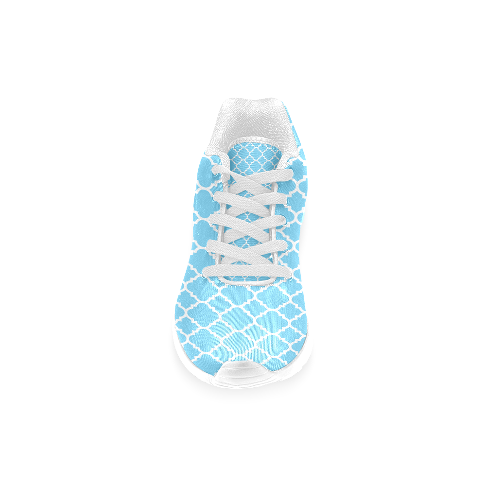 bright blue white quatrefoil classic pattern Men’s Running Shoes (Model 020)