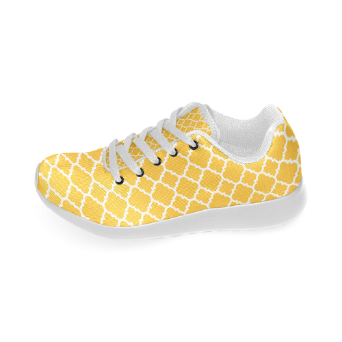 sunny yellow white quatrefoil classic pattern Men’s Running Shoes (Model 020)