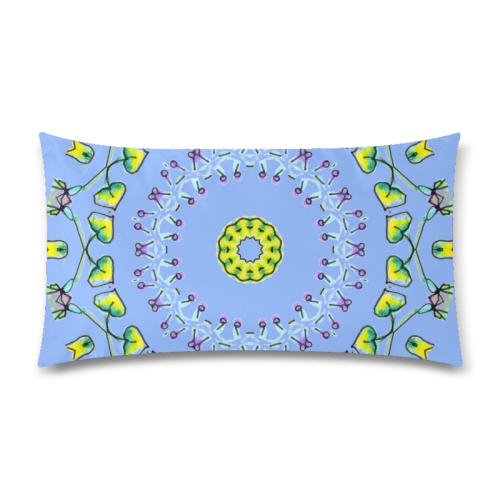 Circle Dance Yellow Leaves Flower Matrix Mandala Periwinkle Custom Rectangle Pillow Case 20"x36" (one side)