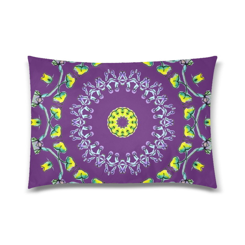 Circle Dance Yellow Leaves Flower Matrix Mandala Plum Custom Zippered Pillow Case 20"x30" (one side)