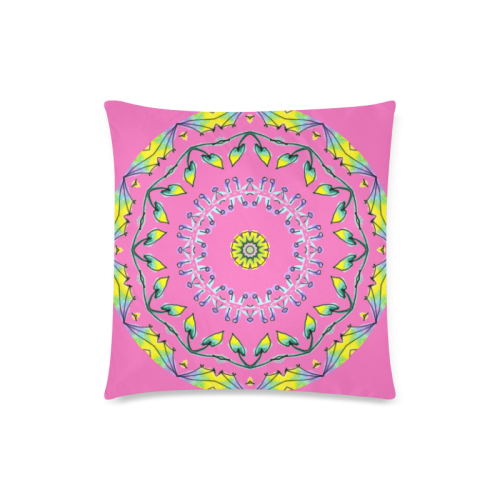 Yellow Purple Green Flower Dance Mandala Pink Custom Zippered Pillow Case 18"x18" (one side)