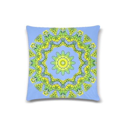 Glowing Green Leaves Flower Arches Star Mandala Periwinkle Custom Zippered Pillow Case 16"x16"(Twin Sides)