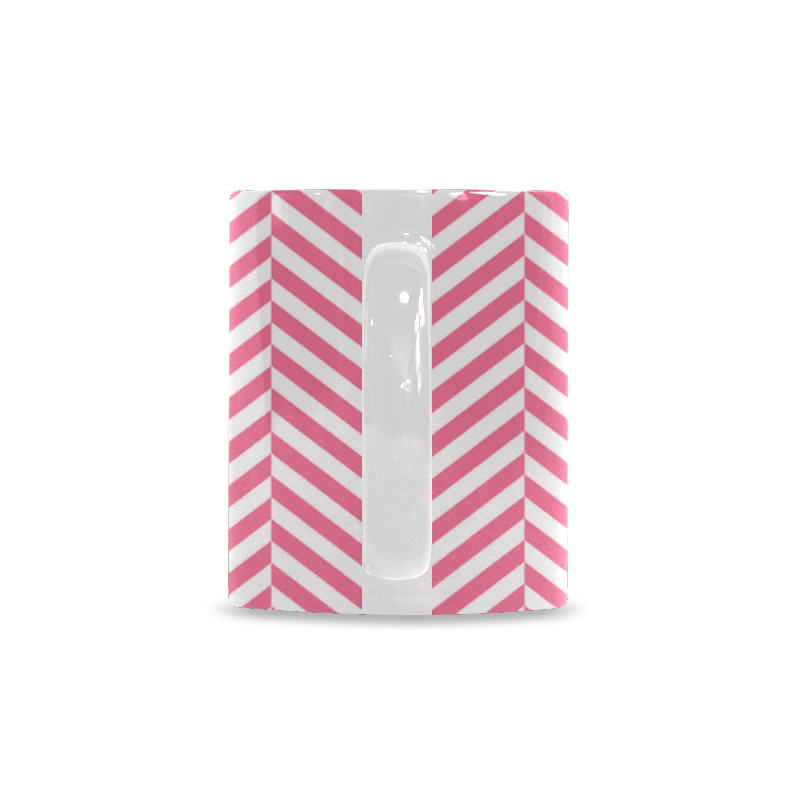 pink and white classic chevron pattern White Mug(11OZ)