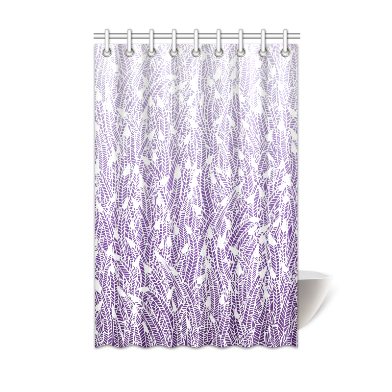 purple ombre feathers pattern white Shower Curtain 48"x72"
