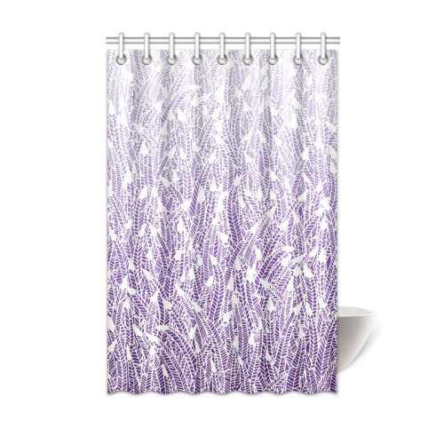 Purple Ombre Feathers Pattern White, Ombre Shower Curtain Purple