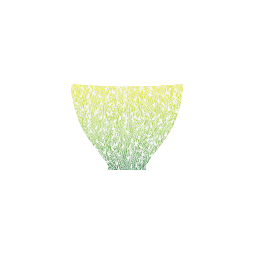 yellow green ombre feathers pattern white Custom Bikini Swimsuit