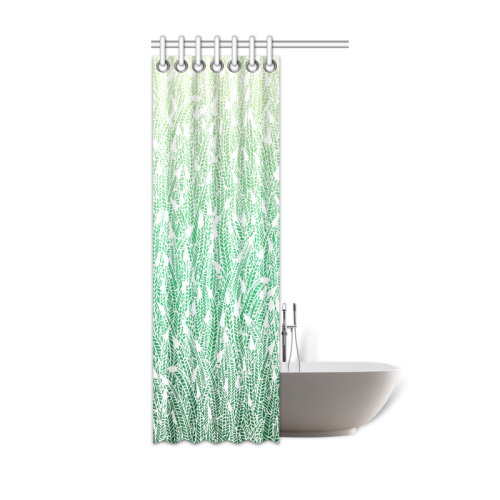 green ombre feathers pattern white Shower Curtain 36"x72"