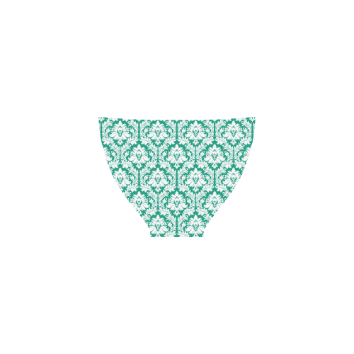 damask pattern emerald green and white Custom Bikini Swimsuit