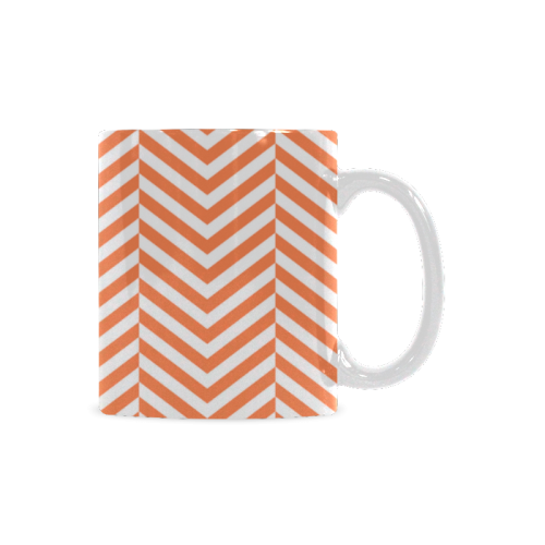 orange and white classic chevron pattern White Mug(11OZ)