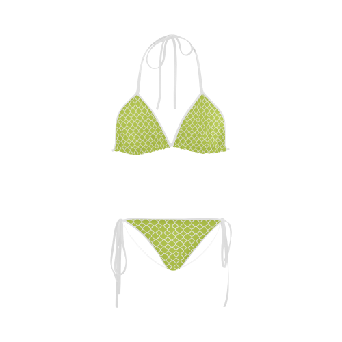 spring green white quatrefoil classic pattern Custom Bikini Swimsuit