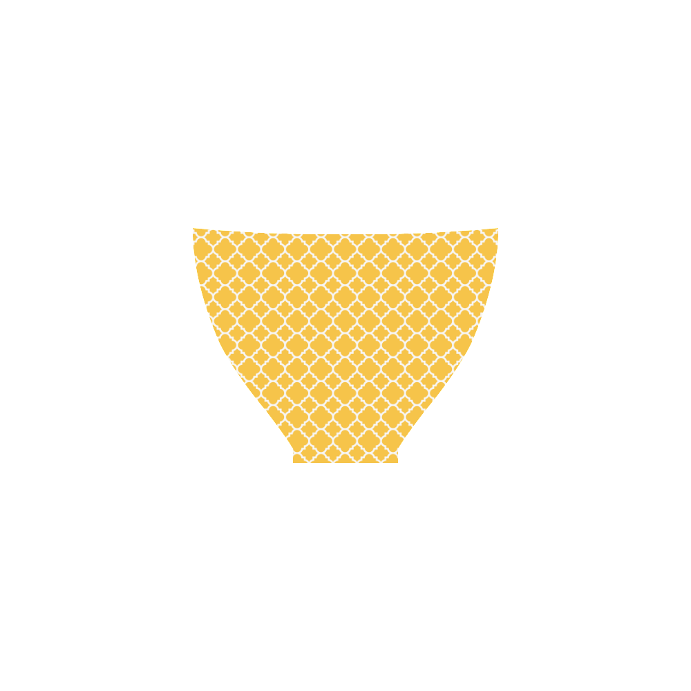 sunny yellow white quatrefoil classic pattern Custom Bikini Swimsuit